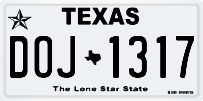 TX license plate DOJ1317