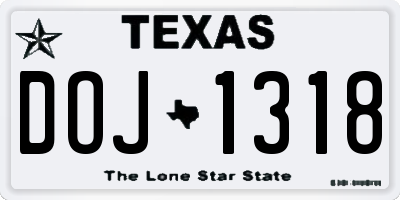 TX license plate DOJ1318