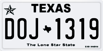 TX license plate DOJ1319