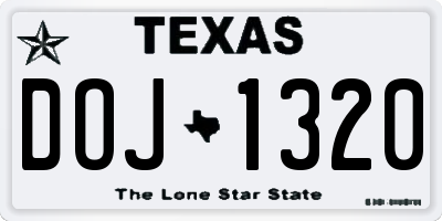 TX license plate DOJ1320