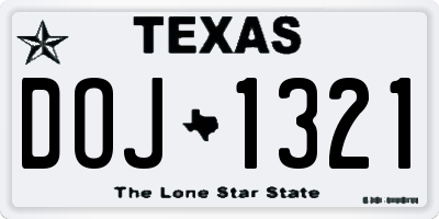TX license plate DOJ1321