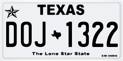TX license plate DOJ1322