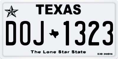 TX license plate DOJ1323