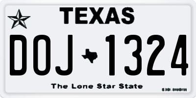TX license plate DOJ1324