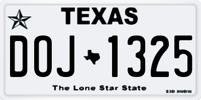 TX license plate DOJ1325
