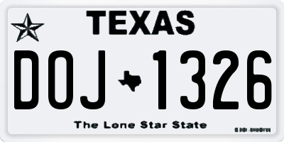TX license plate DOJ1326