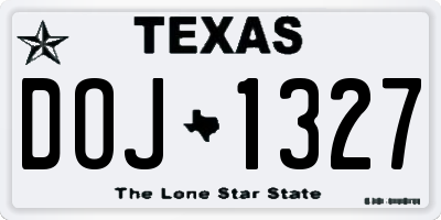 TX license plate DOJ1327