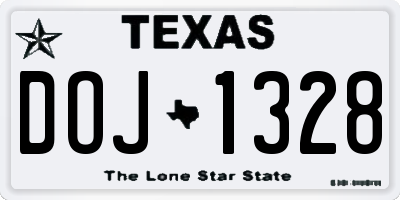 TX license plate DOJ1328
