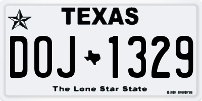 TX license plate DOJ1329