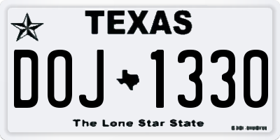 TX license plate DOJ1330