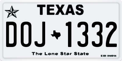 TX license plate DOJ1332