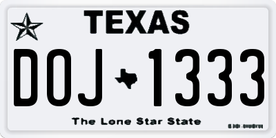 TX license plate DOJ1333