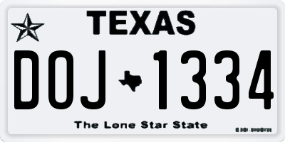 TX license plate DOJ1334