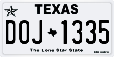 TX license plate DOJ1335