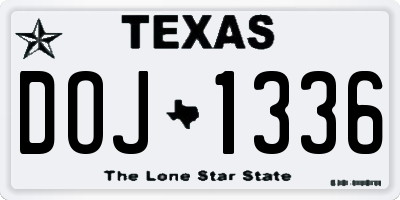TX license plate DOJ1336