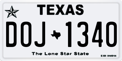 TX license plate DOJ1340