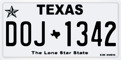 TX license plate DOJ1342
