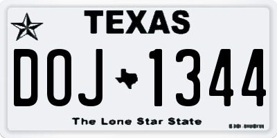 TX license plate DOJ1344