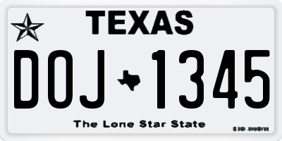 TX license plate DOJ1345