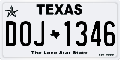 TX license plate DOJ1346