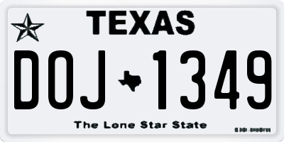 TX license plate DOJ1349