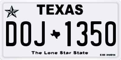 TX license plate DOJ1350