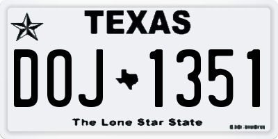 TX license plate DOJ1351