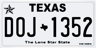 TX license plate DOJ1352