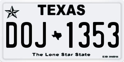 TX license plate DOJ1353