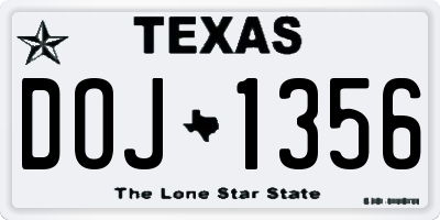 TX license plate DOJ1356