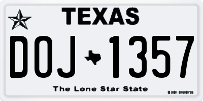 TX license plate DOJ1357
