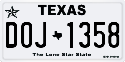 TX license plate DOJ1358