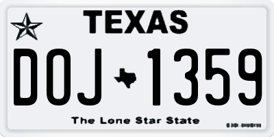 TX license plate DOJ1359