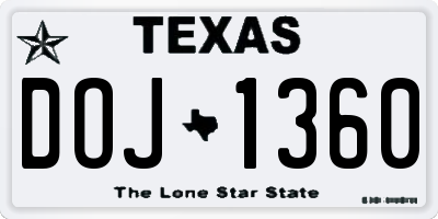TX license plate DOJ1360