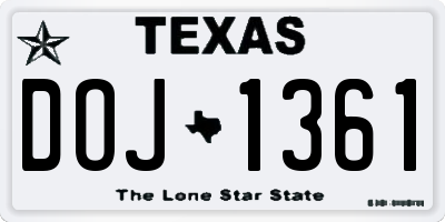 TX license plate DOJ1361