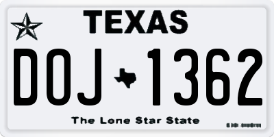 TX license plate DOJ1362