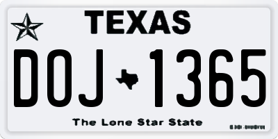 TX license plate DOJ1365