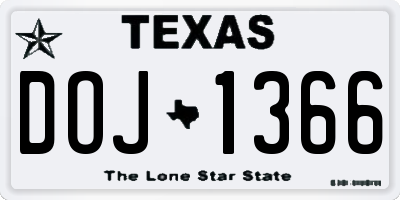 TX license plate DOJ1366