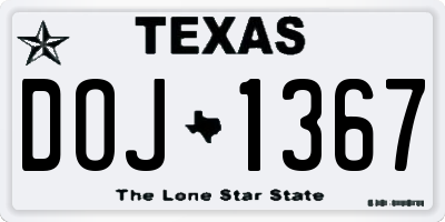 TX license plate DOJ1367