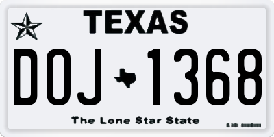 TX license plate DOJ1368