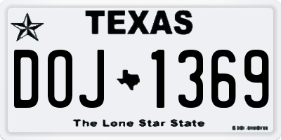 TX license plate DOJ1369