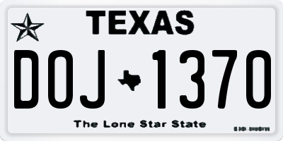 TX license plate DOJ1370