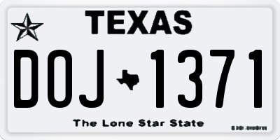 TX license plate DOJ1371