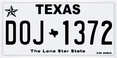 TX license plate DOJ1372