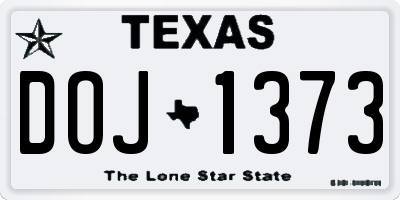 TX license plate DOJ1373
