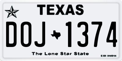 TX license plate DOJ1374