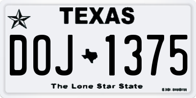 TX license plate DOJ1375