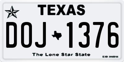 TX license plate DOJ1376