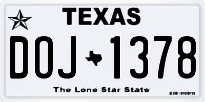 TX license plate DOJ1378