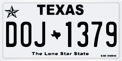 TX license plate DOJ1379
